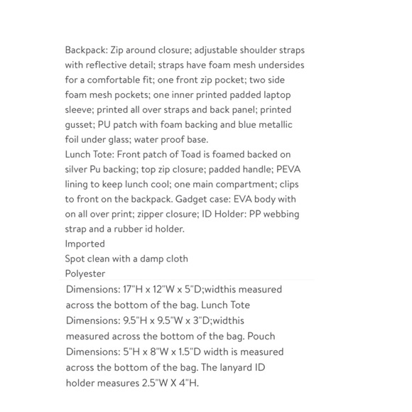 Super Mario Bro. 4 Piece Backpack - Picture 5 of 9